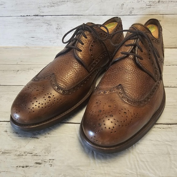 Magnanni Shoes Mens Size 11 Wingtip Brogue Oxford Pebble Leather Vibram Sole - Picture 1 of 16